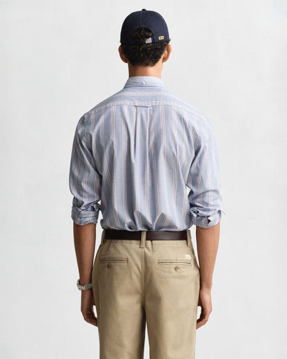 Regular Fit Poplin Fil-à-Fil Stripe Shirt - College Blue
