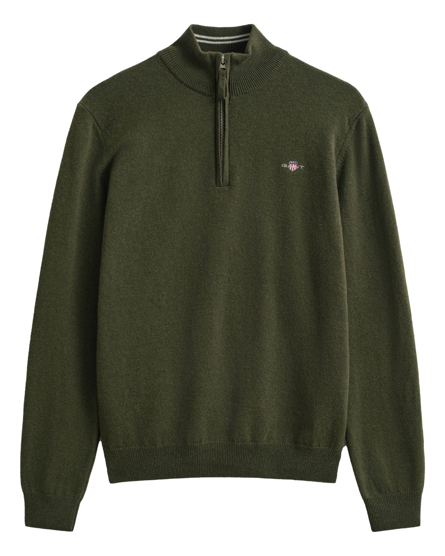 Superfine Lambswool Half Zip - Khaki Green Mel