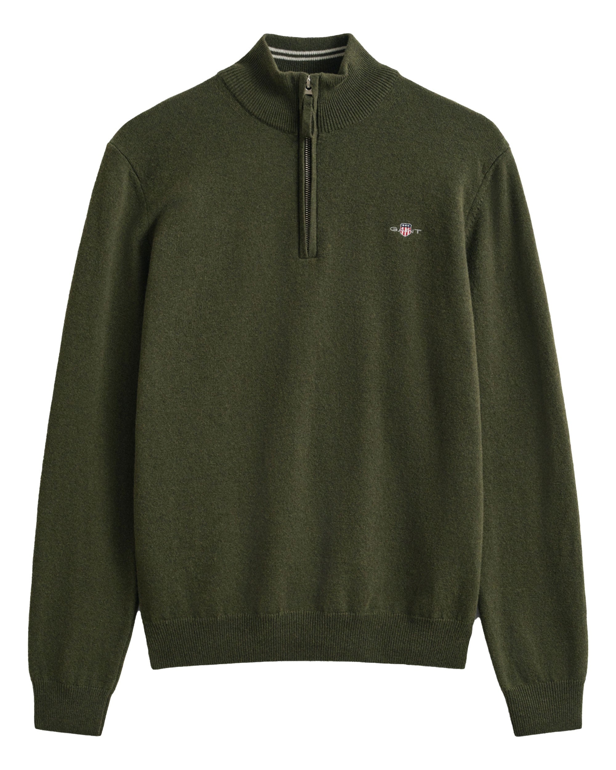 Superfine Lambswool Half Zip - Khaki Green Mel
