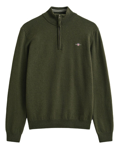 Superfine Lambswool Half Zip - Khaki Green Mel