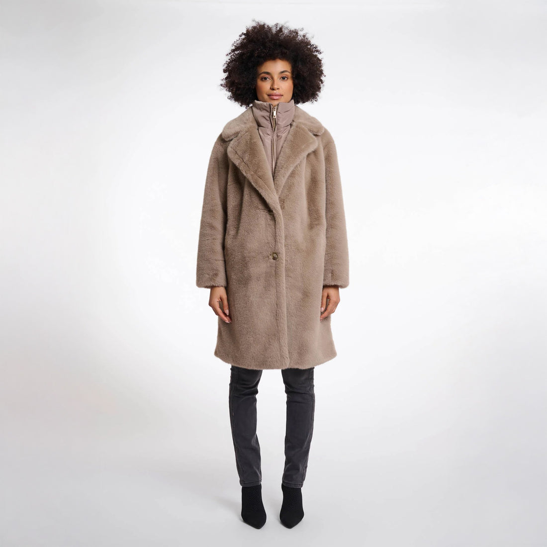 Geesje Detachable Collar Coat - Toffee