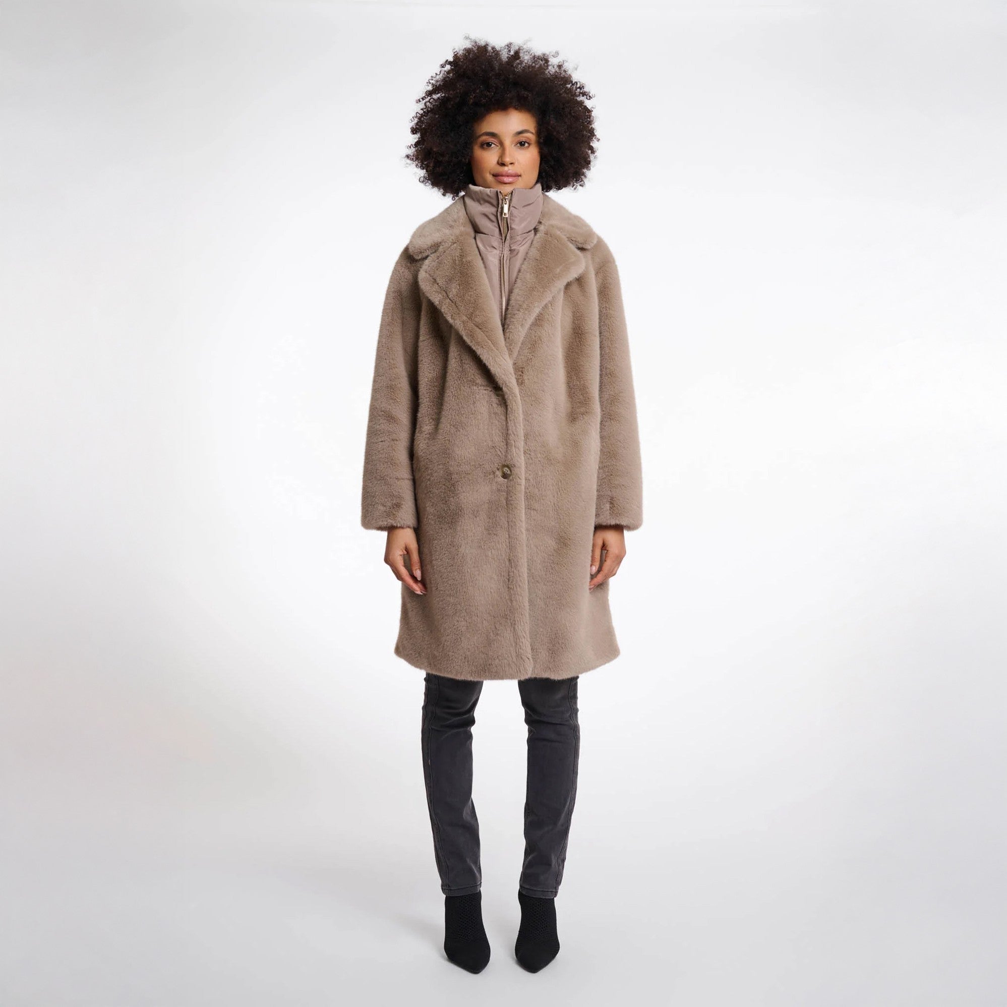 Geesje Detachable Collar Coat - Toffee