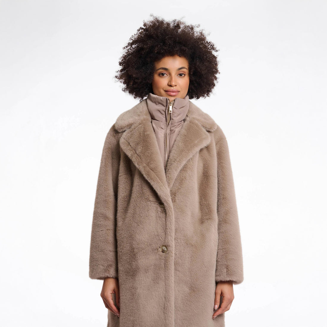 Geesje Detachable Collar Coat - Toffee