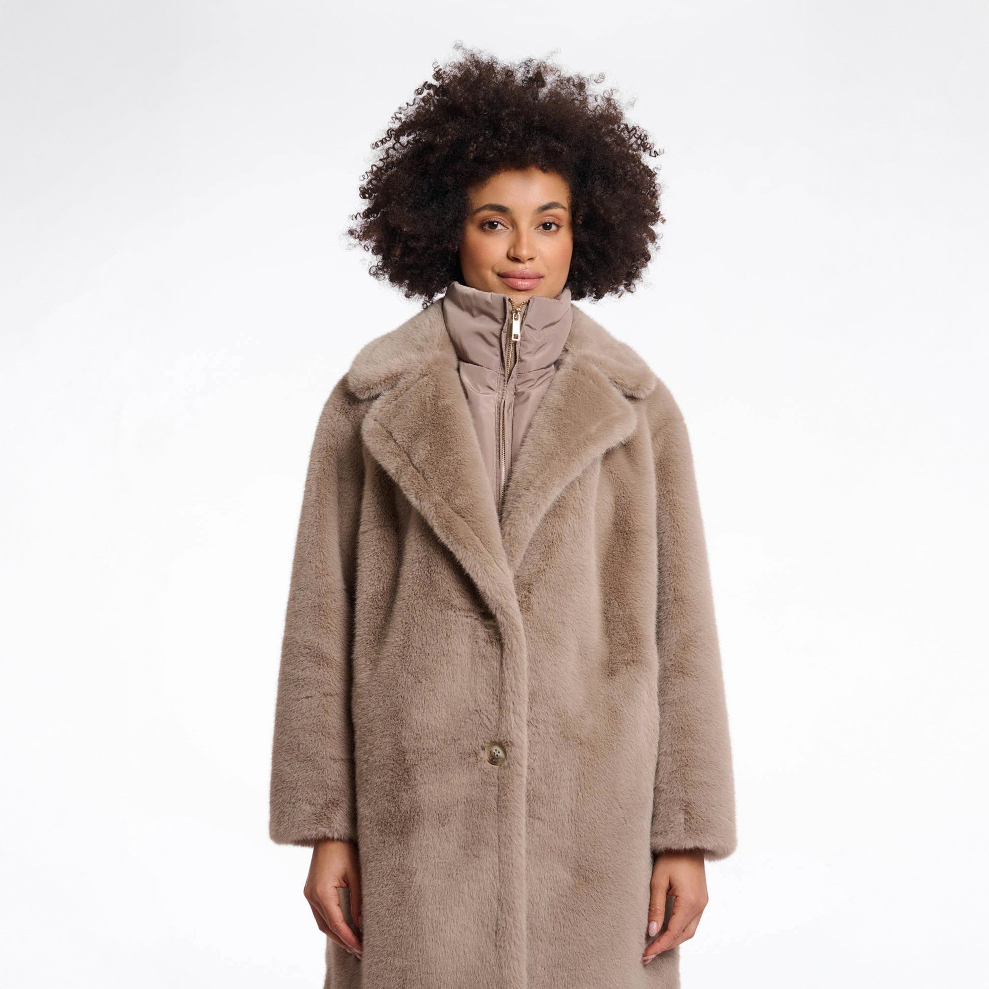 Geesje Detachable Collar Coat - Toffee