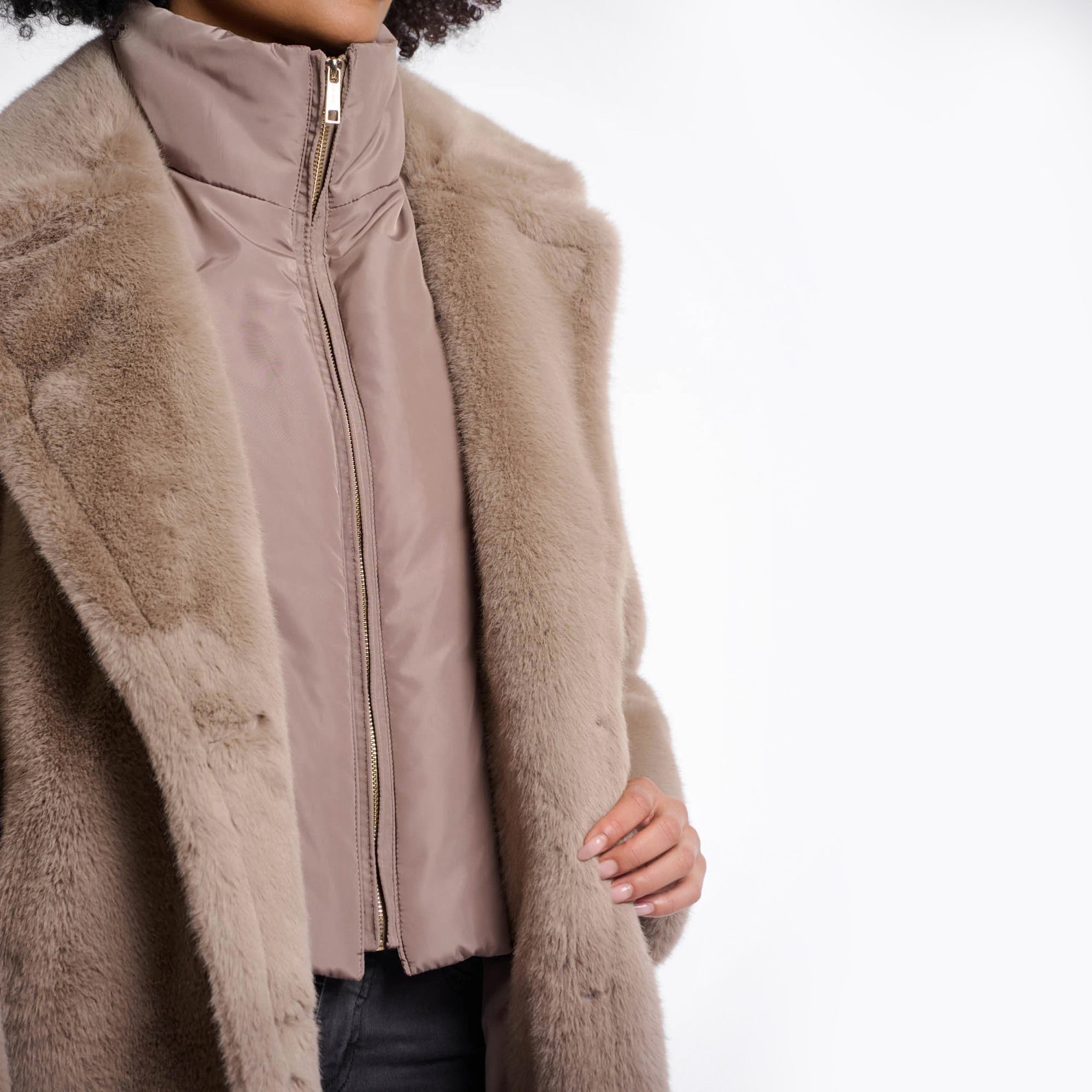 Geesje Detachable Collar Coat - Toffee