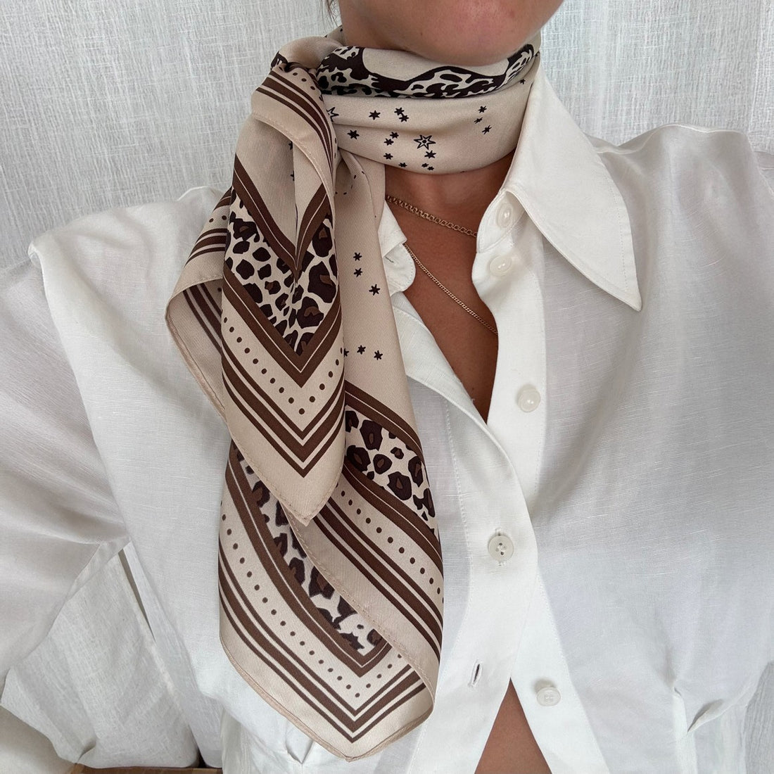 Gemini Silk Scarf - Sand