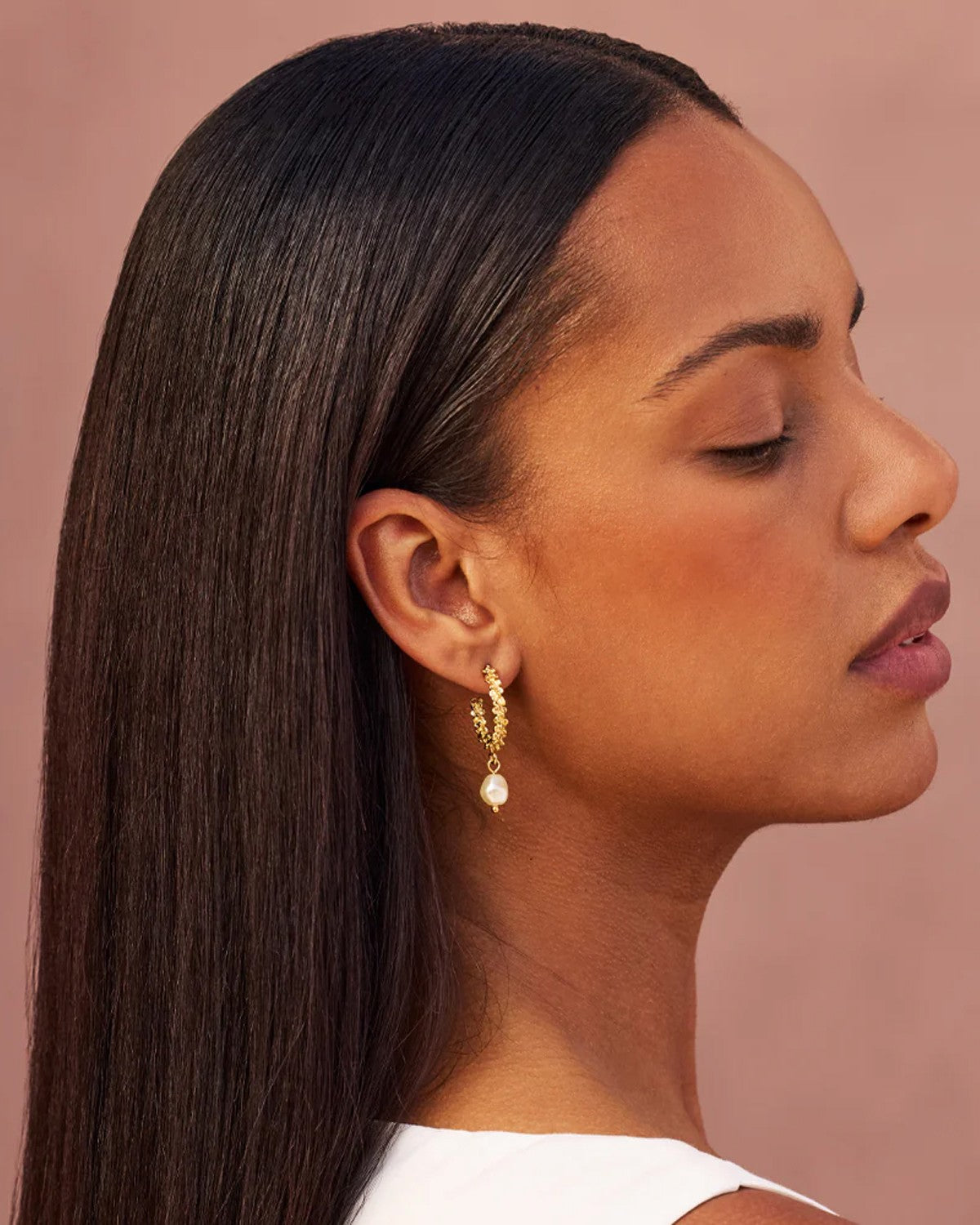 Gemma Pearl Loops Gold - Pearl