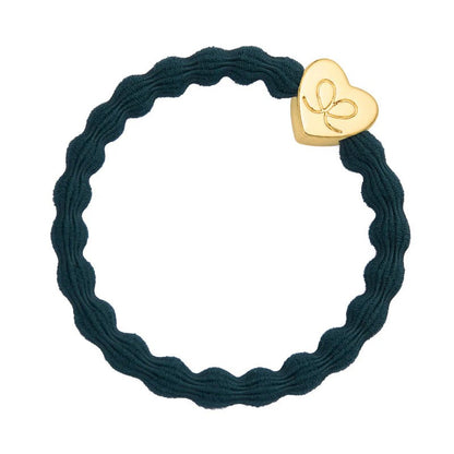 Gold Heart Hairband - Bottle Green