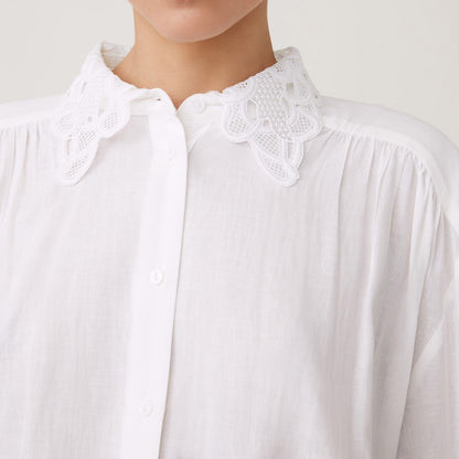 Leyla Lace Collar Blouse - Blanc Casse