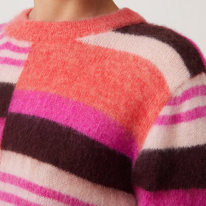 Prioris Block Stripe Jumper - Fuchsia