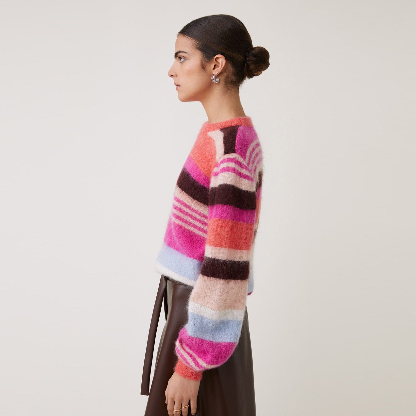 Prioris Block Stripe Jumper - Fuchsia