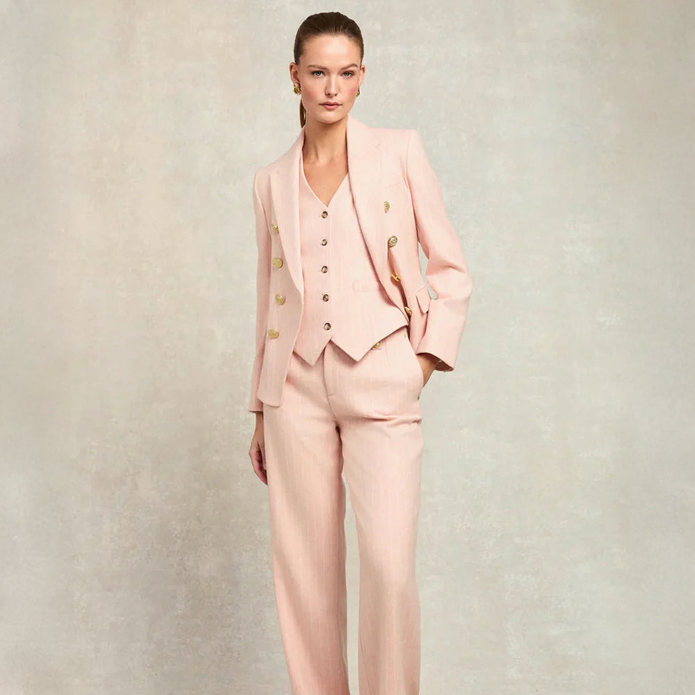 Hampton Waistcoat - Pink Chalk Pinstripe