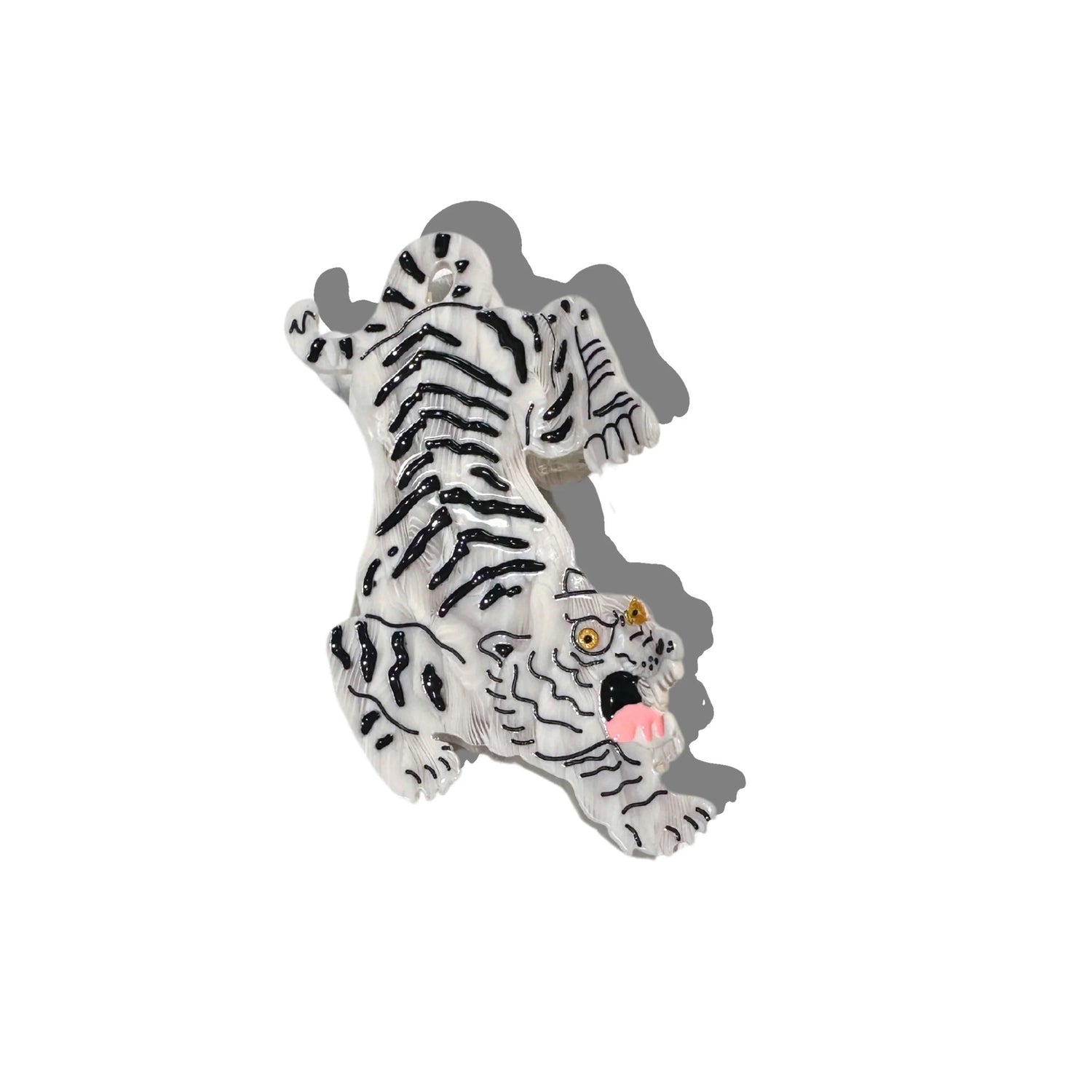 Hand-Painted Tiger Animal Claw Hair Clip - White