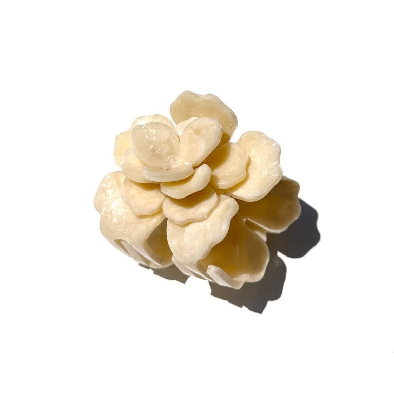 Handmade Origami Gardenia Flower Claw Hair Clip - White