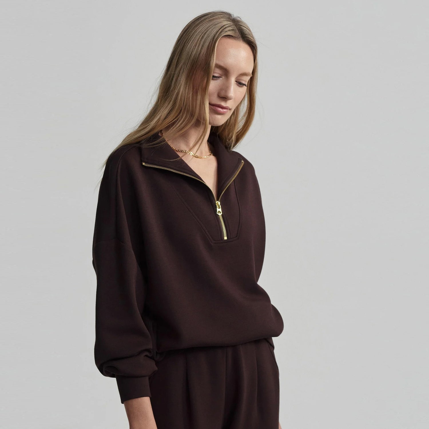 Hawley Half Zip Sweat - Coffee Bean