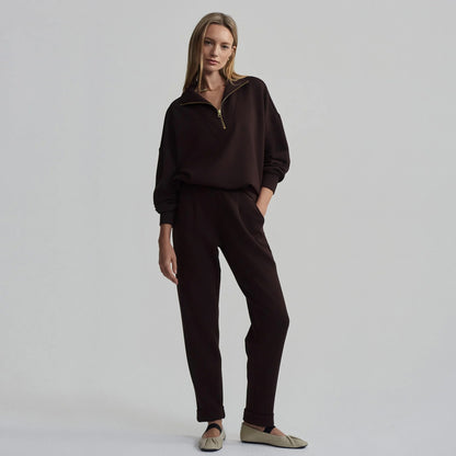 Hawley Half Zip Sweat - Coffee Bean