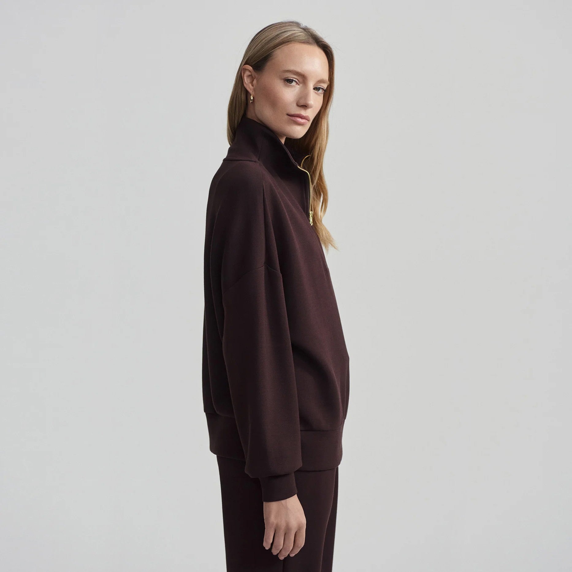 Hawley Half Zip Sweat - Coffee Bean