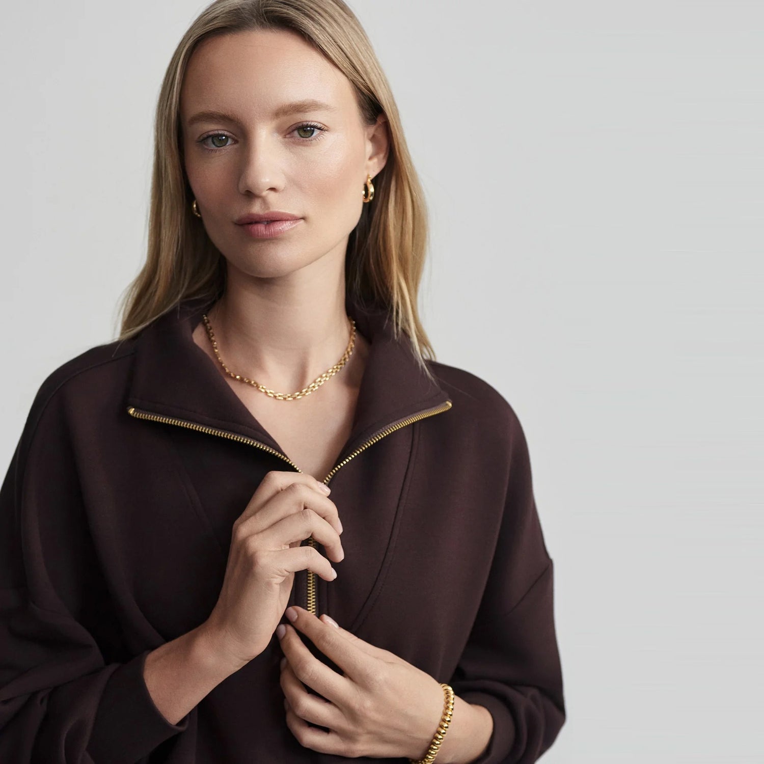 Hawley Half Zip Sweat - Coffee Bean