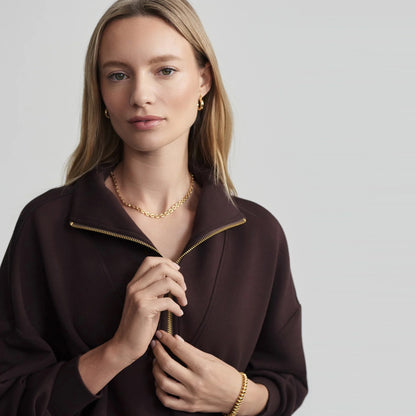 Hawley Half Zip Sweat - Coffee Bean