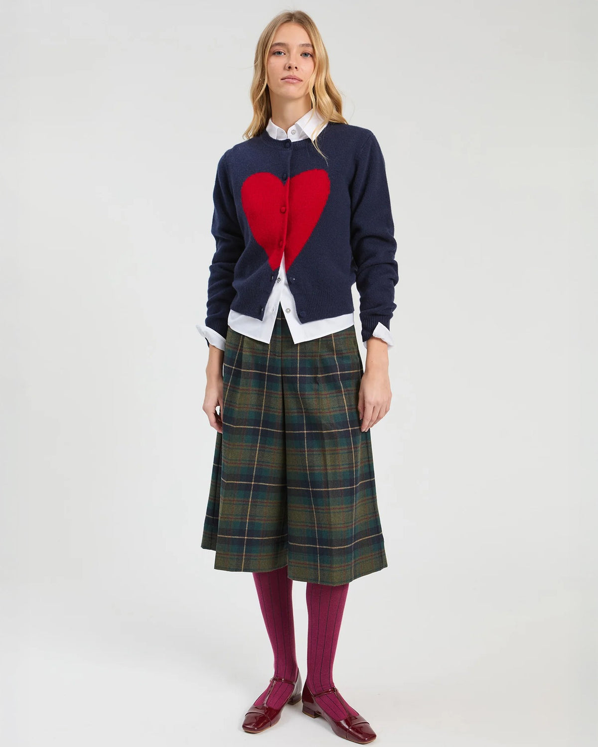 Heart Knit Cardigan - Navy