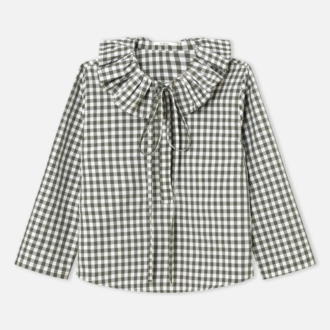 Heidi Check Frill Collar Shirt - Khaki
