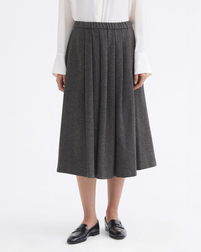 Herringbone Wool Skirt - Dark Grey
