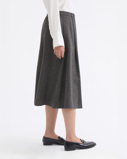 Herringbone Wool Skirt - Dark Grey