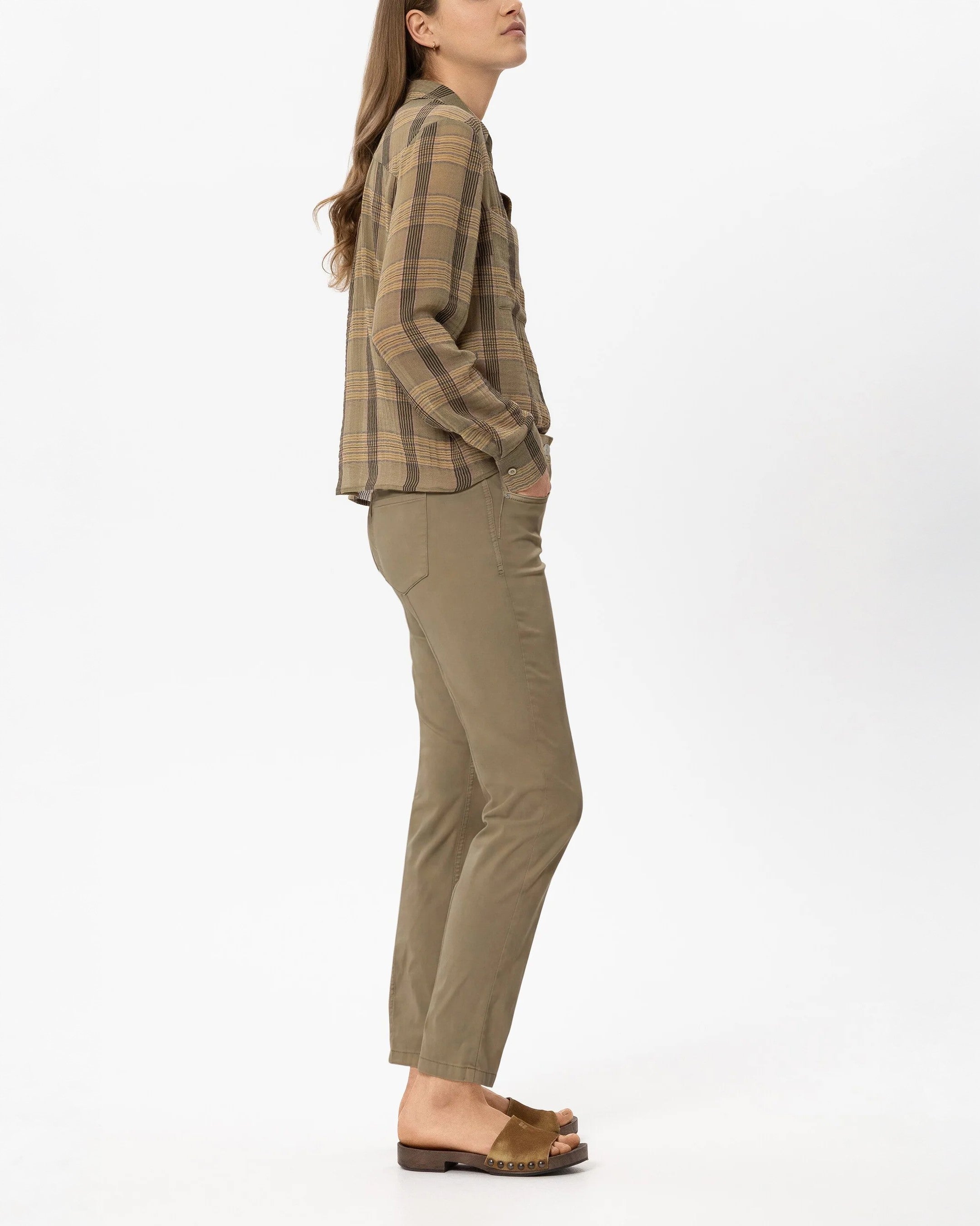 High Stretch Coloured Denim Trousers- Sable