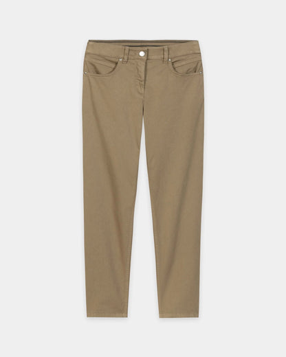 High Stretch Coloured Denim Trousers- Sable