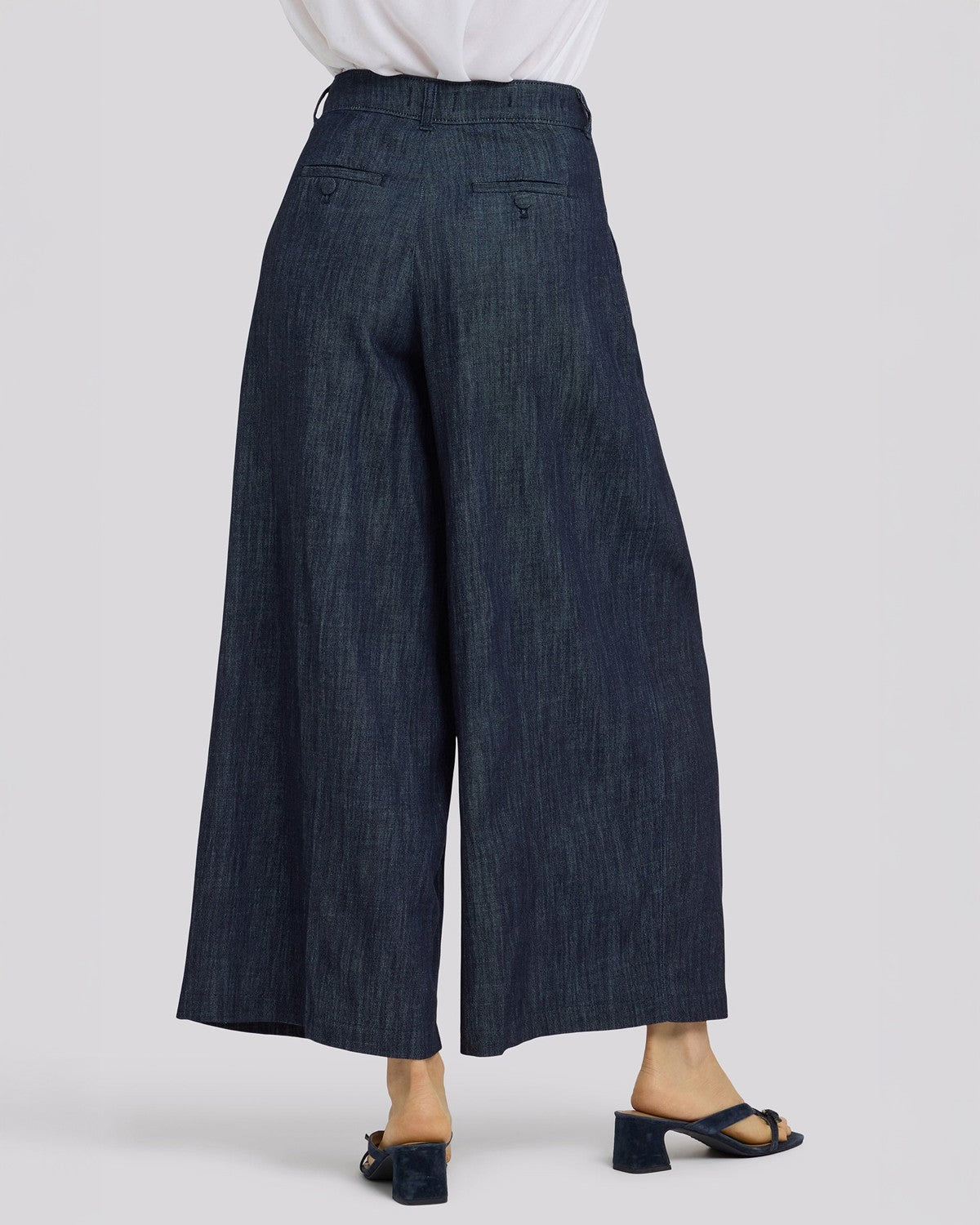 High Rise Giselle Pleated Wide Leg Ankle - Dark Indigo