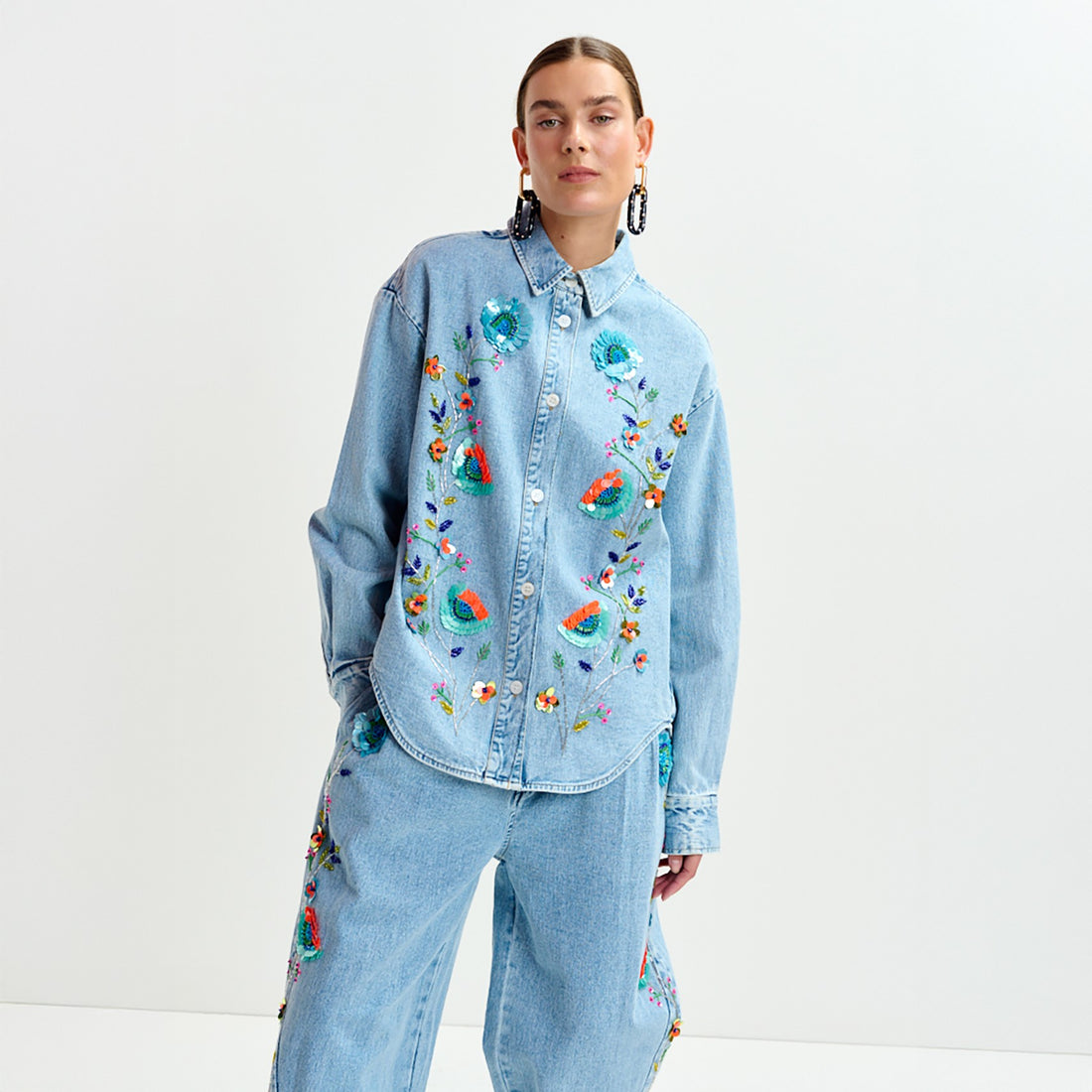 Icksonville Sequin Denim Shirt - Navy