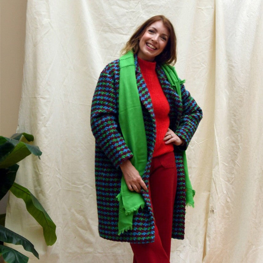 Hand Woven Scarf - Neon Green