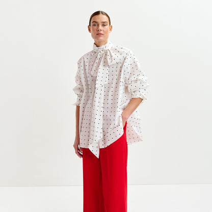 Imoverit Pussy Bow Tie Shirt - Combo Off White