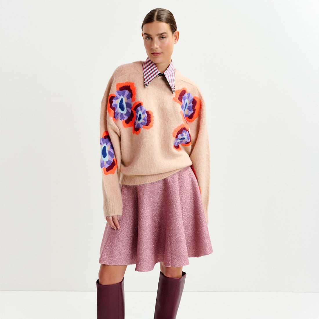 Impossible 1 Embroidered Knit - Fudge Frappe
