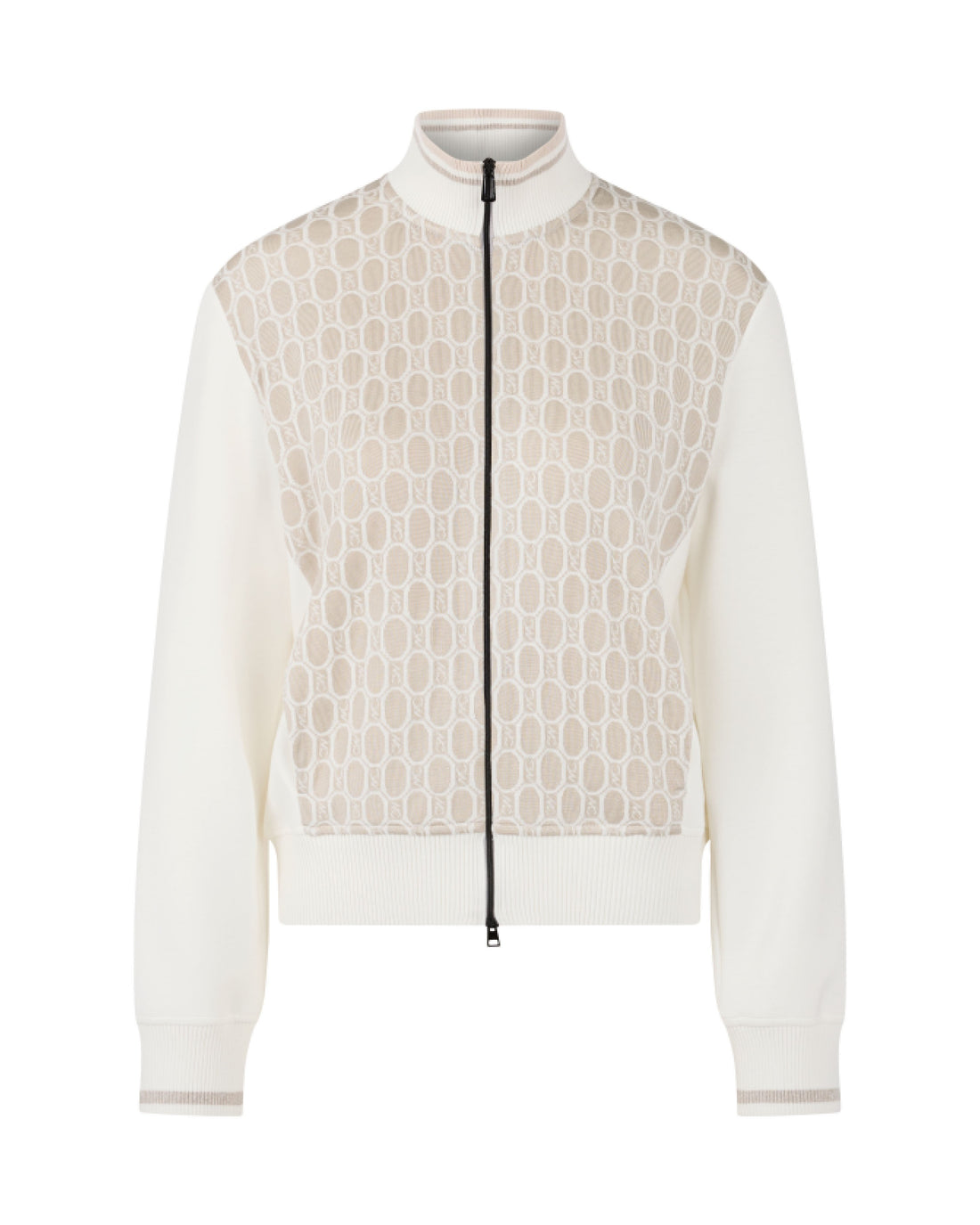 Intarsia Front Zip Cardigan - Cream