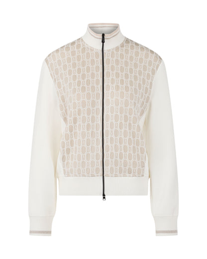 Intarsia Front Zip Cardigan - Cream