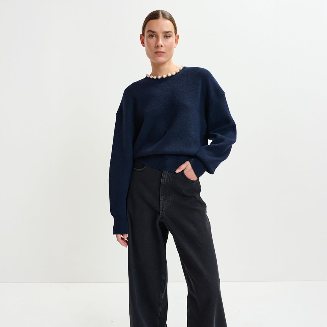 Inti Pullover With Beads - Navy