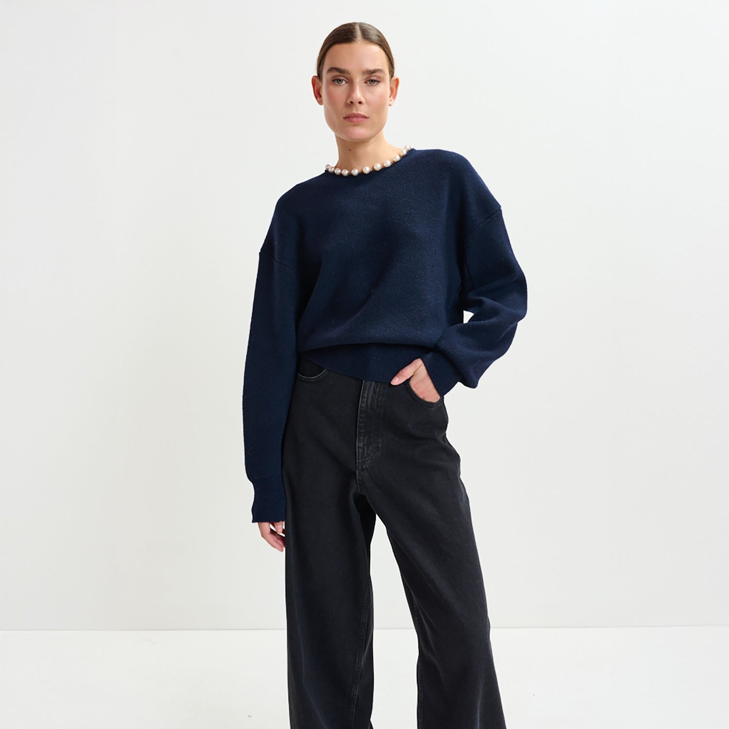 Inti Pullover With Beads - Navy