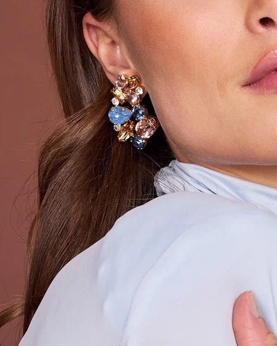 Isolina Earrings Gold - Smoked Blue Combo