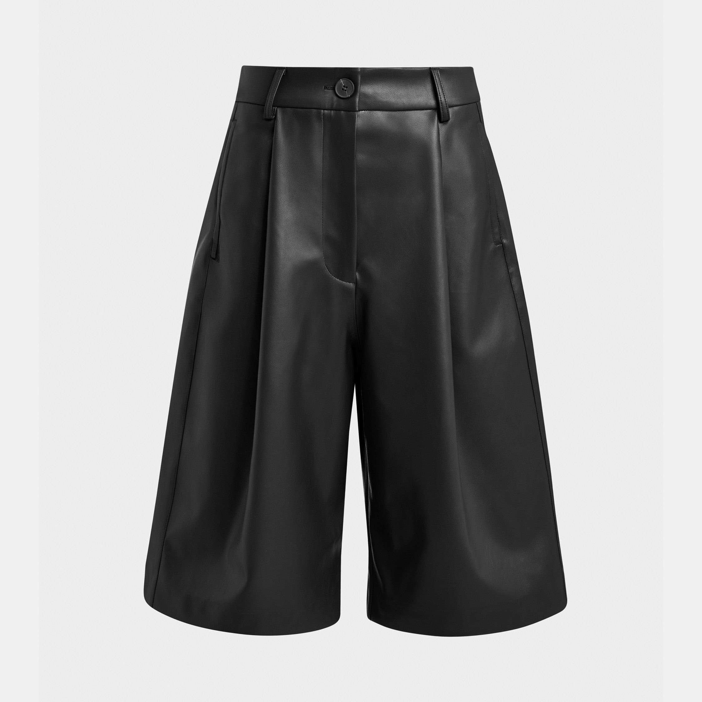 Itop Faux Leather Shorts - Black
