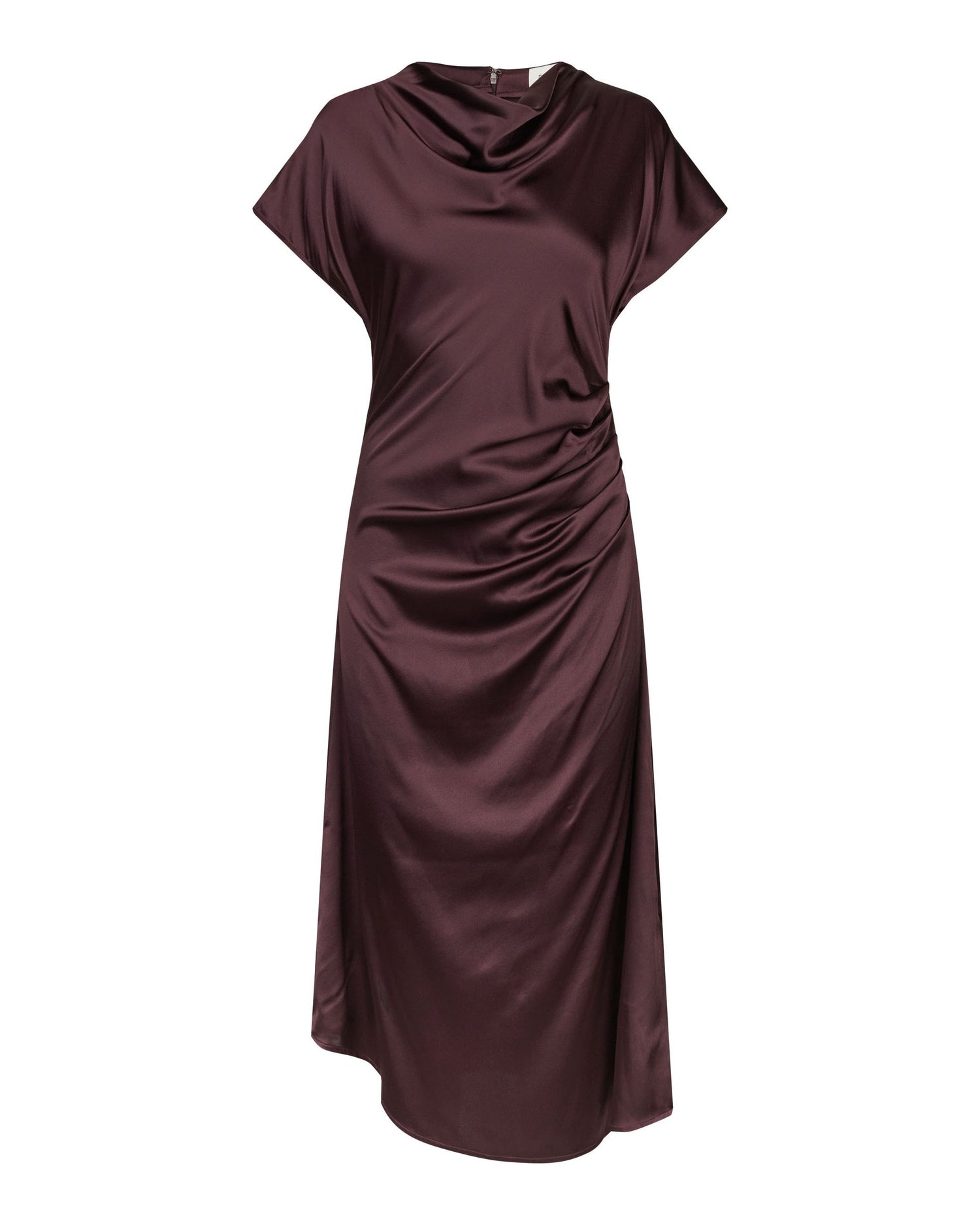 Jacinta Dress With Pleat Detail - Berry Wine