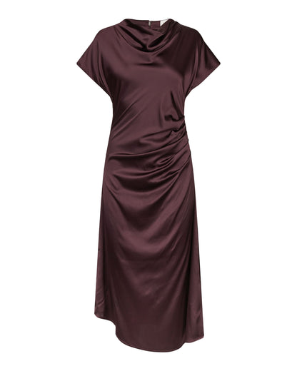 Jacinta Dress With Pleat Detail - Berry Wine