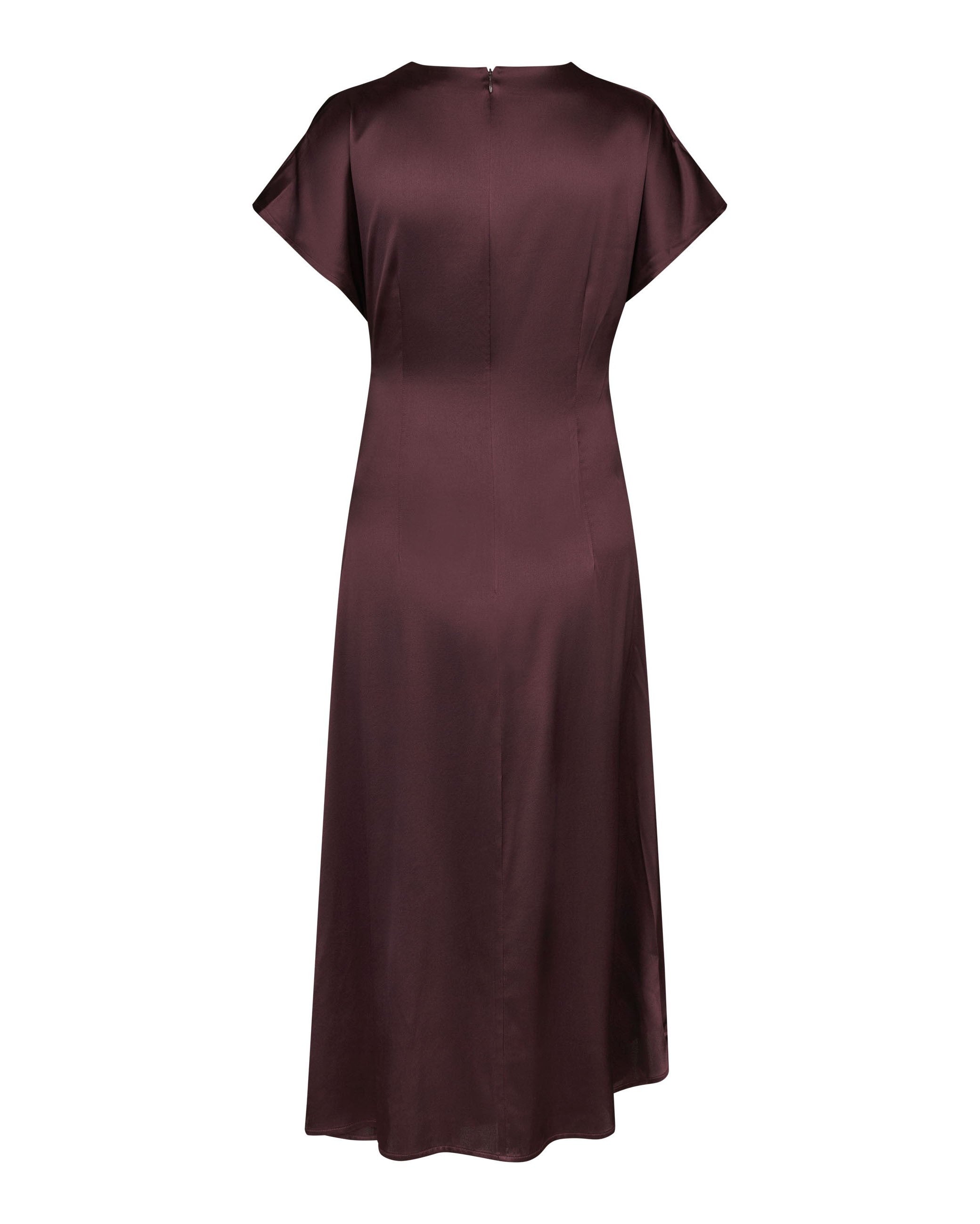 Jacinta Dress With Pleat Detail - Berry Wine