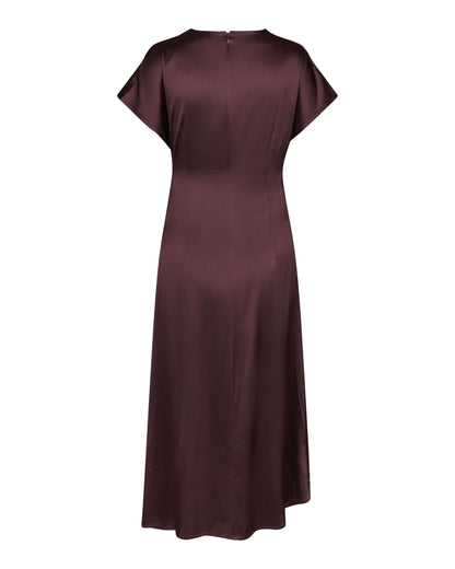 Jacinta Dress With Pleat Detail - Berry Wine