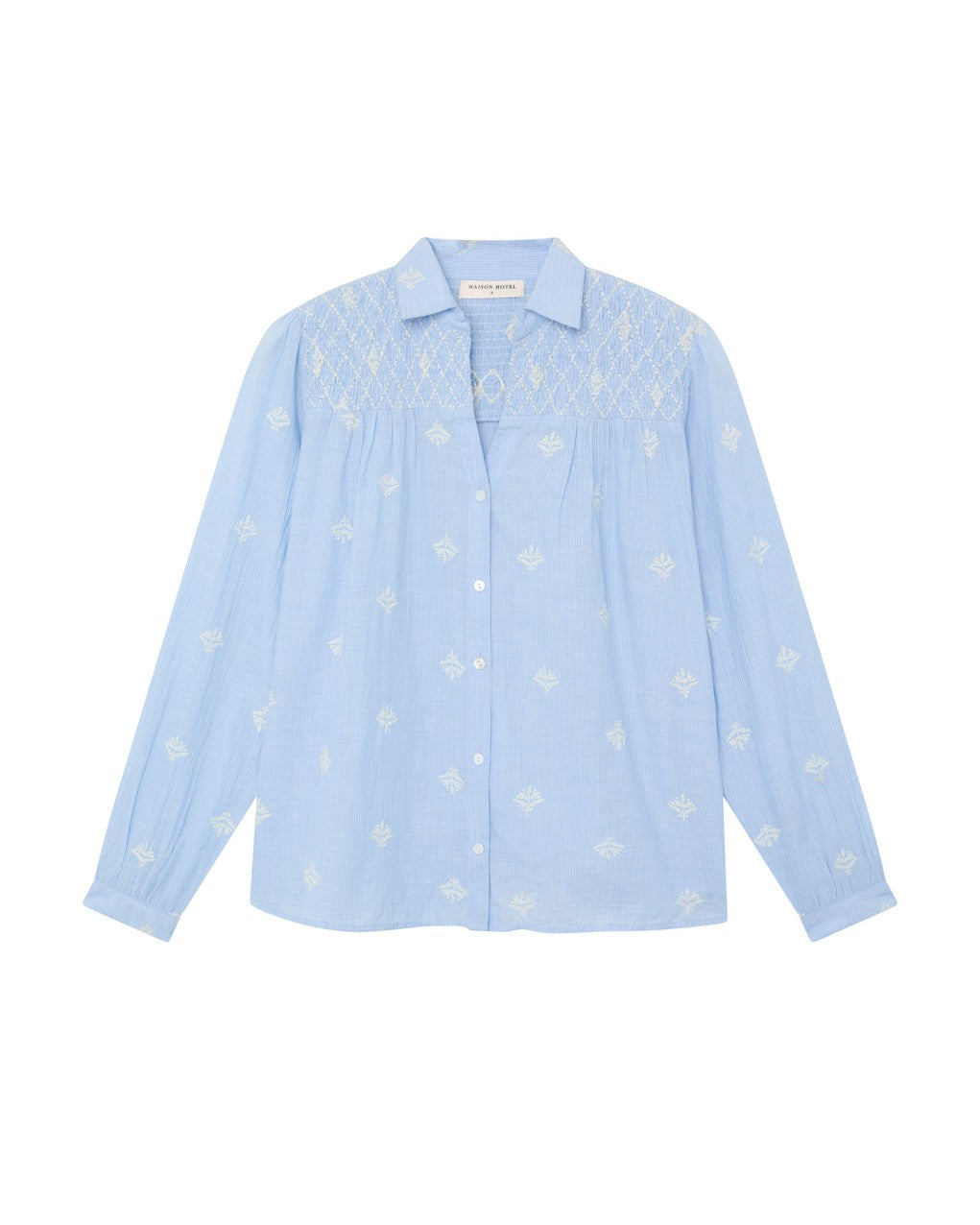 James Smocked Yoke Blouse - Sky Blue