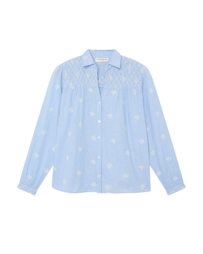 James Smocked Yoke Blouse - Sky Blue
