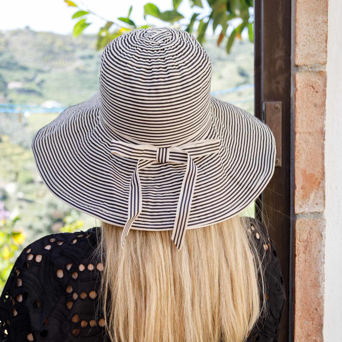 Jannie Ribbon Hat - Black Stripe