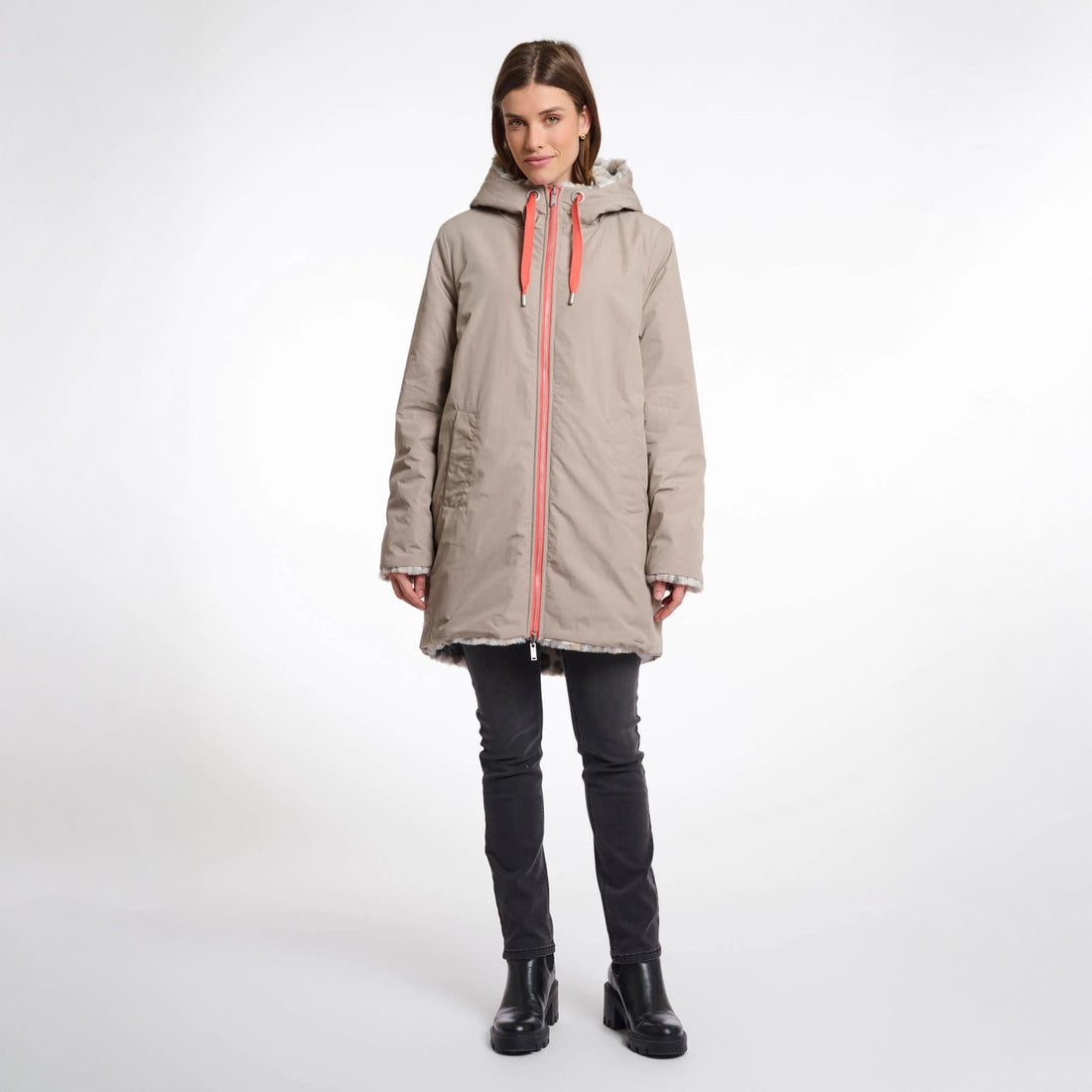 Javin Parka Coat - Light Pebble