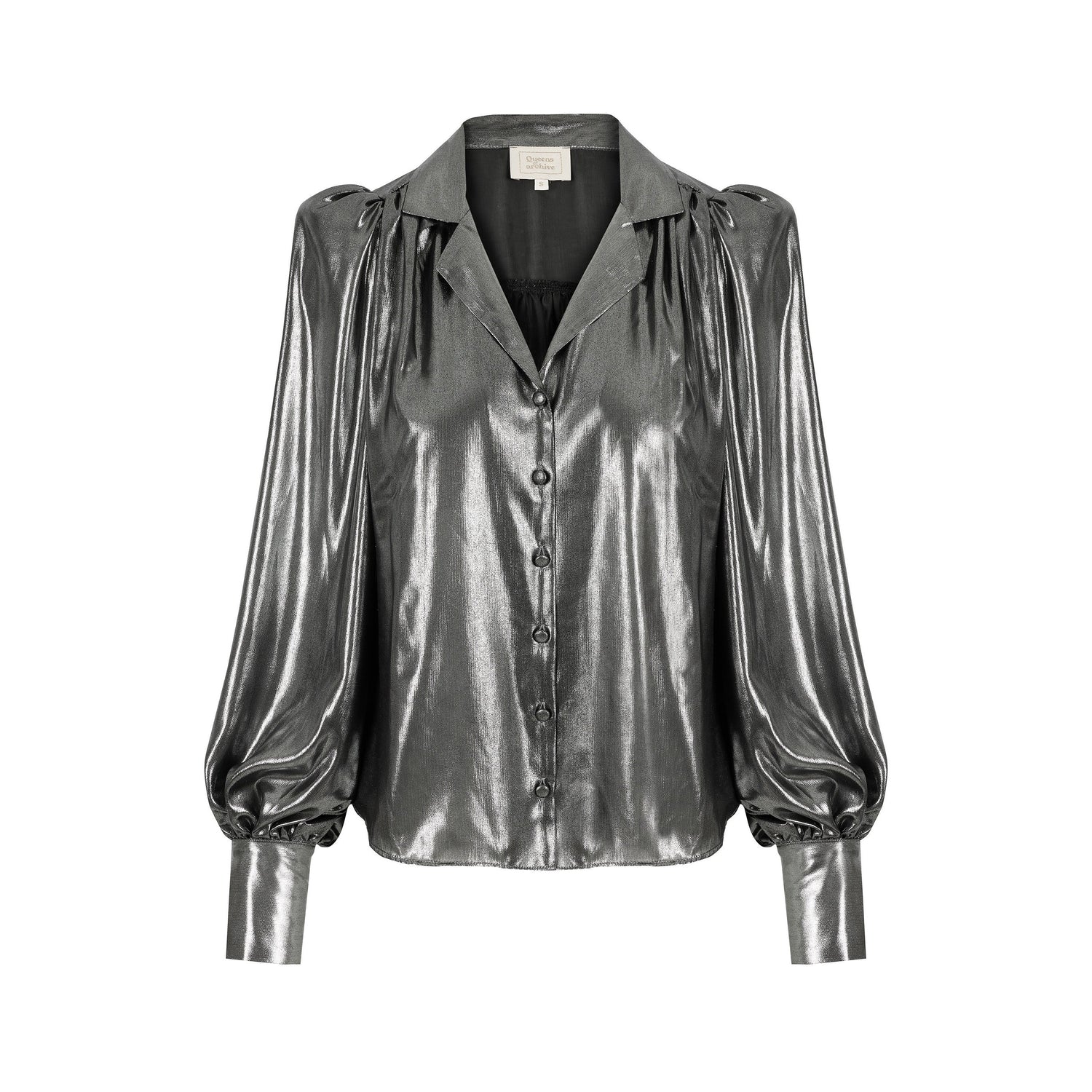 Jaz Collared Blouse - Silver Lame