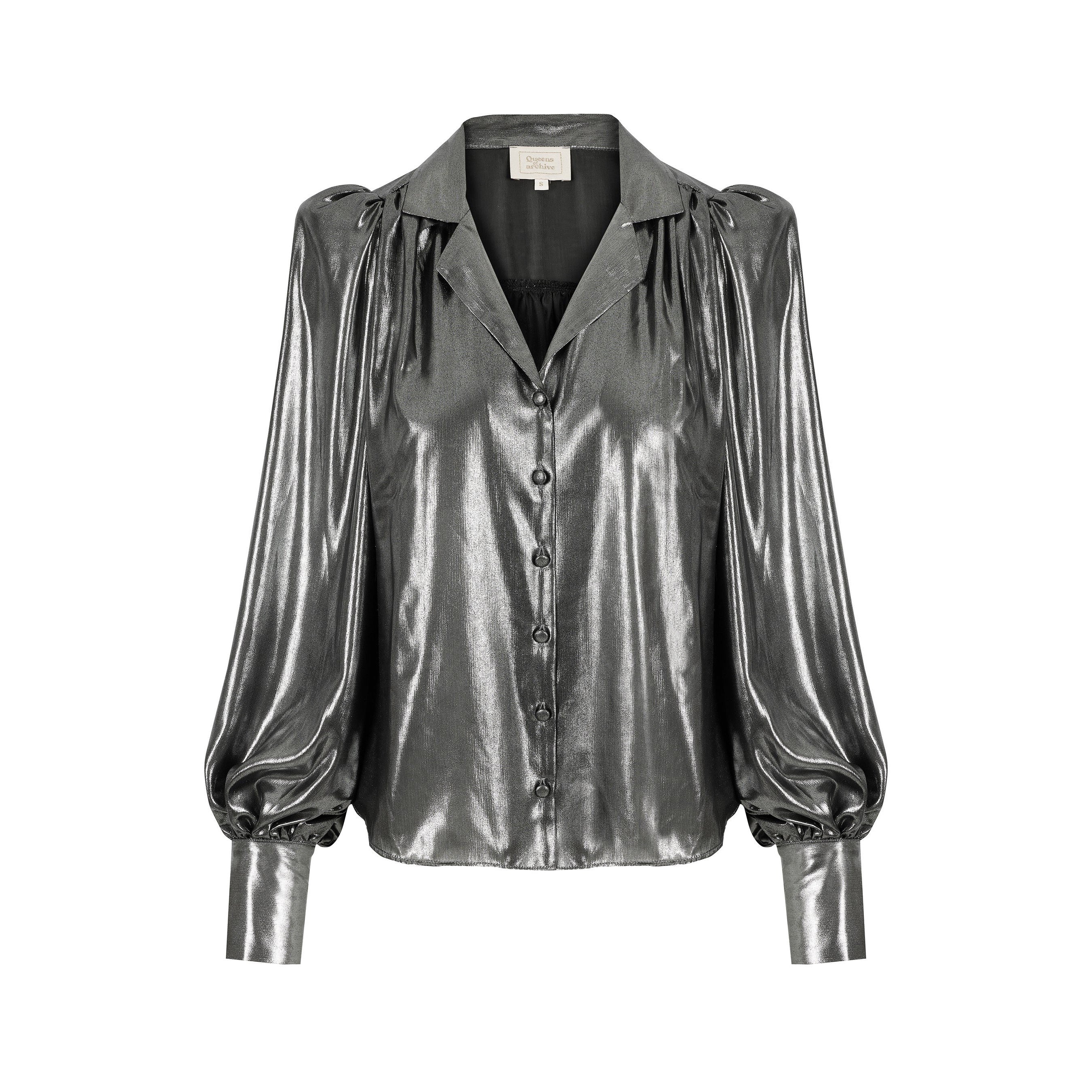 Jaz Collared Blouse - Silver Lame